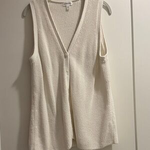 Nordstrom Cream V-Neck Sleeveless Knit Button Vest